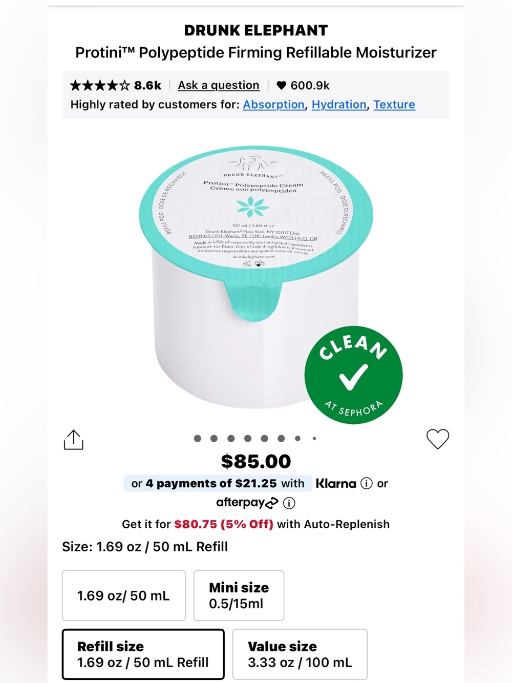 Drunk Elephant Protini Polypeptide Firming Moisturizer refill